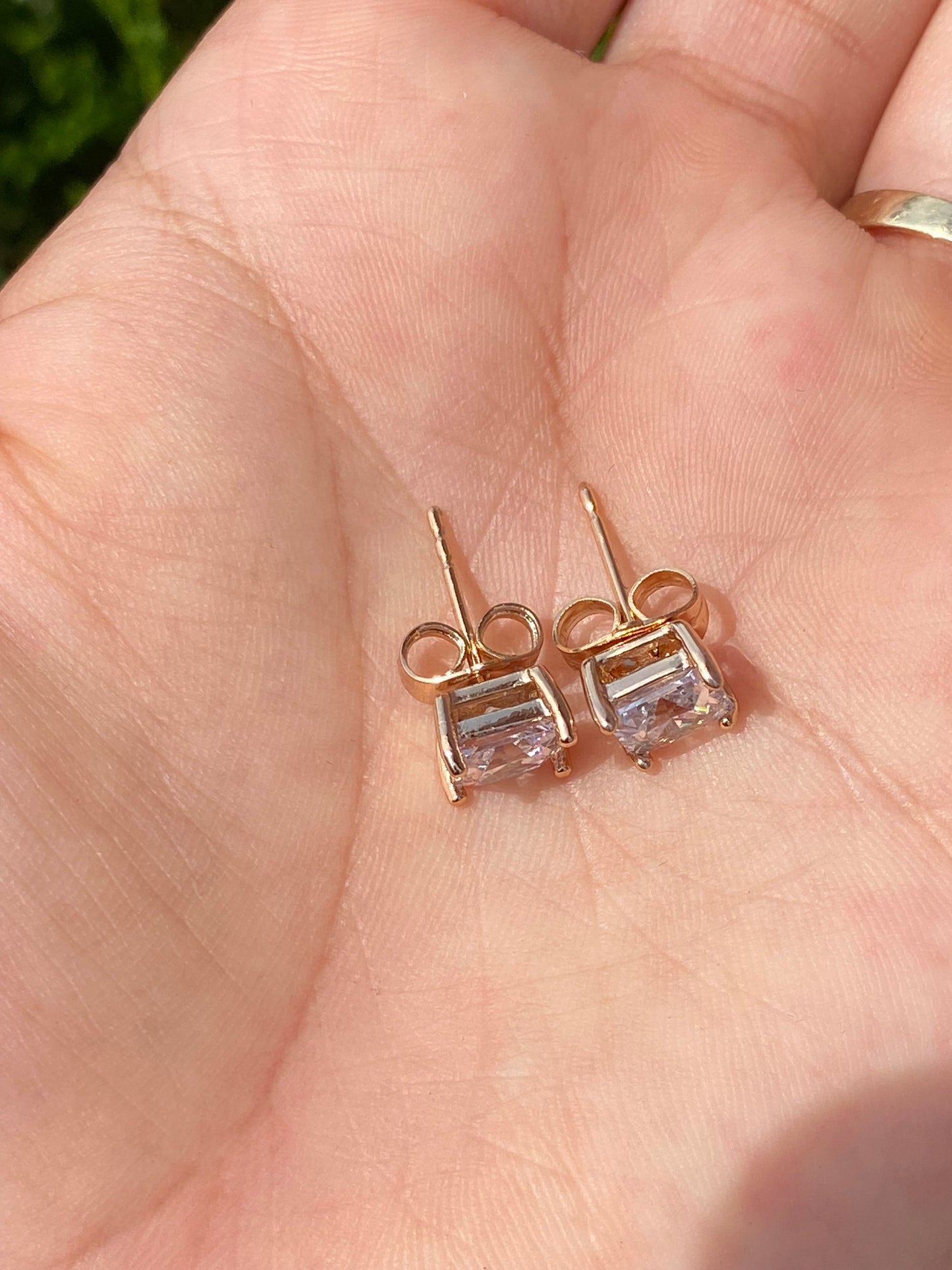 Zircon square/round Clear men/women earrings