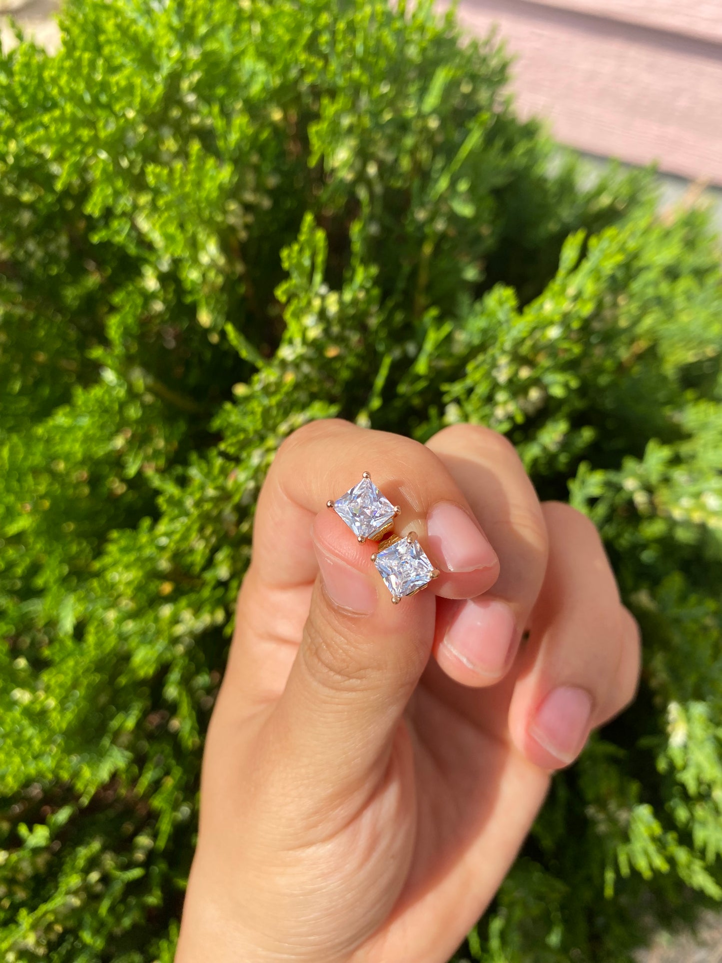 Zircon square/round Clear men/women earrings