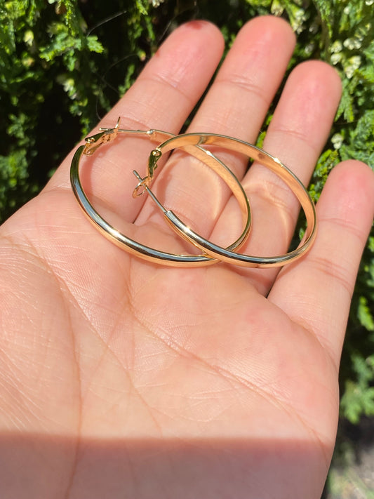 14k gold plated thin hoops