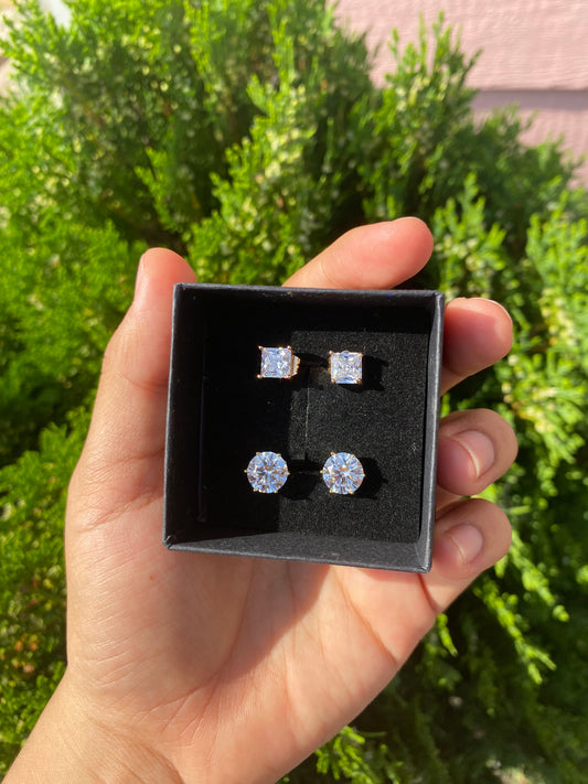 Zircon square/round Clear men/women earrings